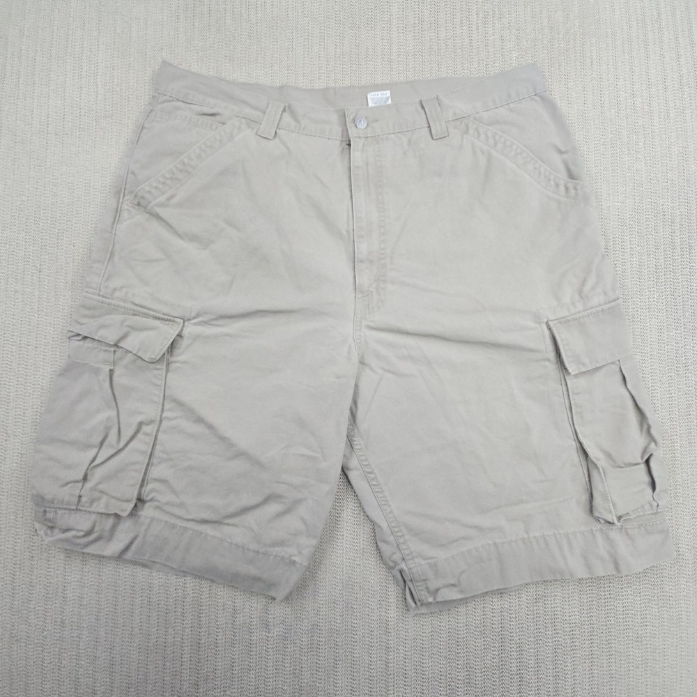 Vintage Levi's Cargo Shorts Mens 40x11" Beige Cotton Canvas Relaxed Casual Y2K